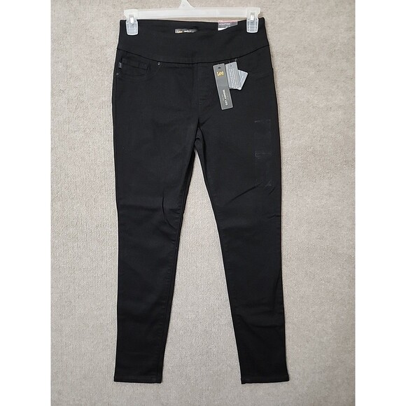 Lee Sculpting Slim Fit Skinny Leg Pull-On Jeans Womens 8 Black Stretch NEW - Picture 1 of 8